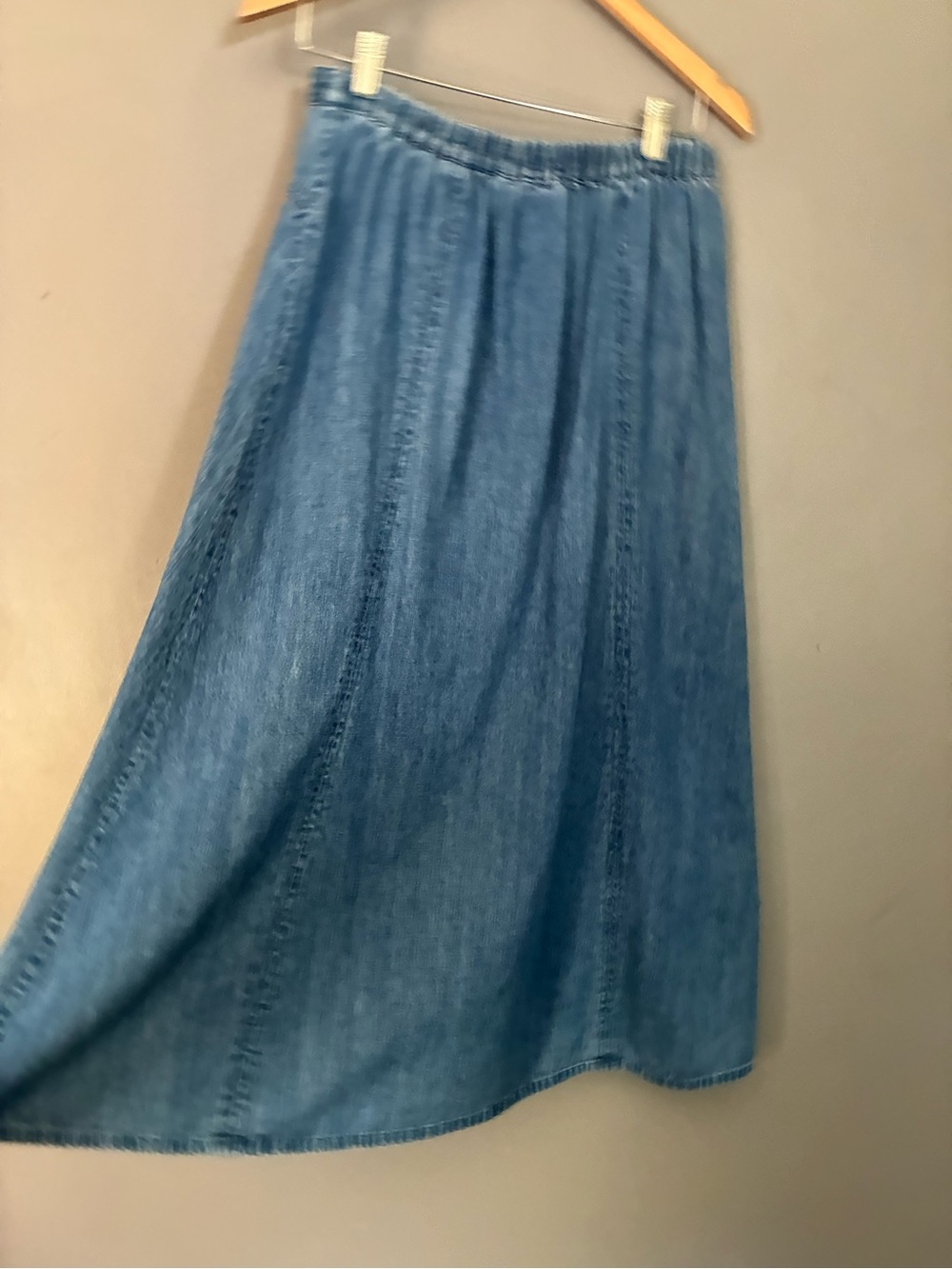 Vintage Coastal Grandma Denim Maxi Skirt A-Line | Elastic Preppy Cottage S 4/6 - Picture 6 of 11